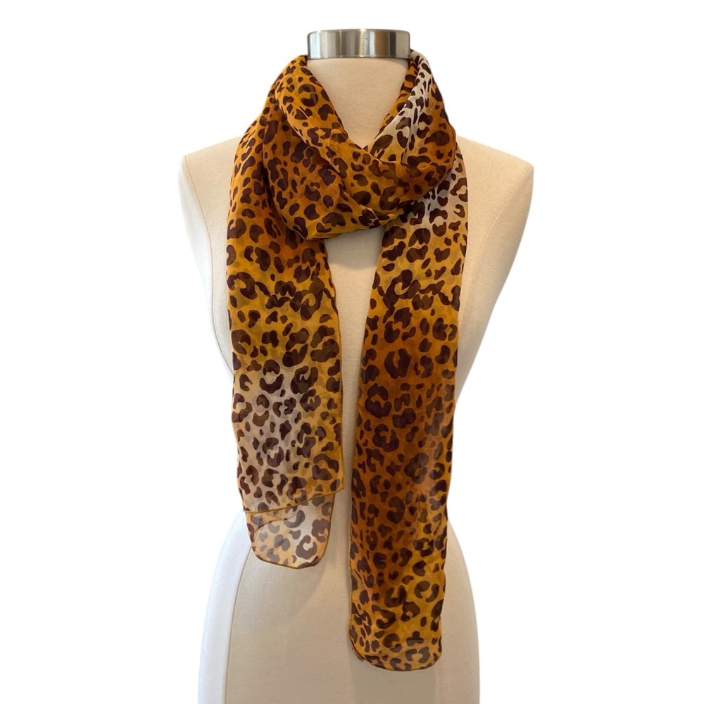 Vintage Ray Strauss 100% Silk Leopard Animal Print Scarf